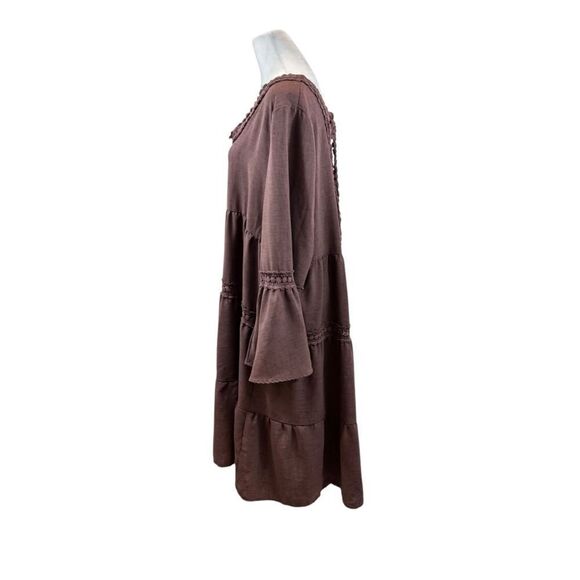 Ladies Oddi Brand Deep Lilac Open Tie Back Long Sleeve Dress Size 2X - Picture 6 of 10